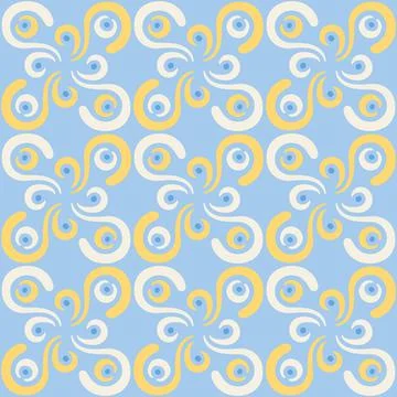 Seamless tile pattern in traditional style. Simple abstract spiral shapes. Fl Stock Illustration