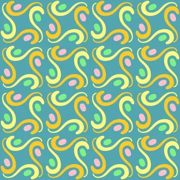 Seamless tile pattern in traditional style. Simple abstract spiral shapes. Fl Stock Illustration