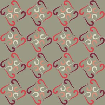 Seamless tile pattern in traditional style. Simple abstract spiral shapes. Fl 스톡 일러스트