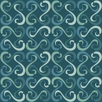 Seamless tile pattern in traditional style. Simple abstract spiral shapes. Fl Illustrazione stock
