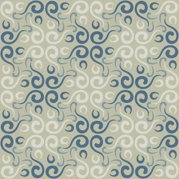 Seamless tile pattern in traditional style. Simple abstract spiral shapes. Fl Stock Illustration