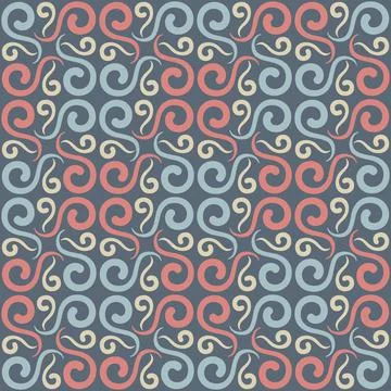 Seamless tile pattern in traditional style. Simple abstract spiral shapes. Fl イラスト素材