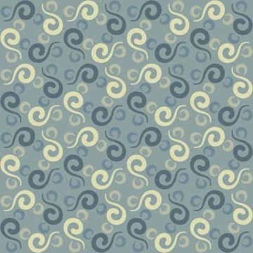 Seamless tile pattern in traditional style. Simple abstract spiral shapes. Fl Stock Illustration