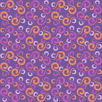 Seamless tile pattern in traditional style. Simple abstract spiral shapes. Fl Stock Illustration