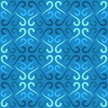 Seamless tile pattern in traditional style. Simple abstract spiral shapes. Fl Stock Illustration