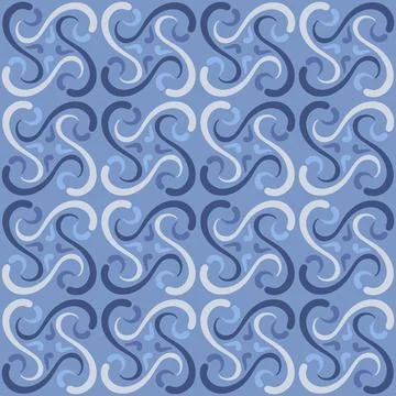Seamless tile pattern in traditional style. Simple abstract spiral shapes. Fl Illustrazione stock