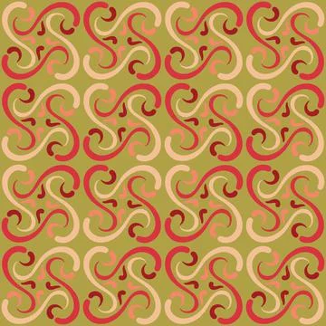 Seamless tile pattern in traditional style. Simple abstract spiral shapes. Fl Stock Illustration