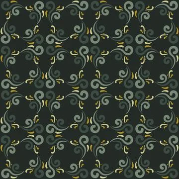Seamless tile pattern in traditional style. Simple abstract spiral shapes. Fl Stock Illustration