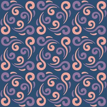 Seamless tile pattern in traditional style. Simple abstract spiral shapes. Fl Stock Illustration