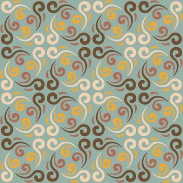 Seamless tile pattern in traditional style. Simple abstract spiral shapes. Fl イラスト素材
