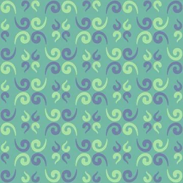 Seamless tile pattern in traditional style. Simple abstract spiral shapes. Fl Stock Illustration