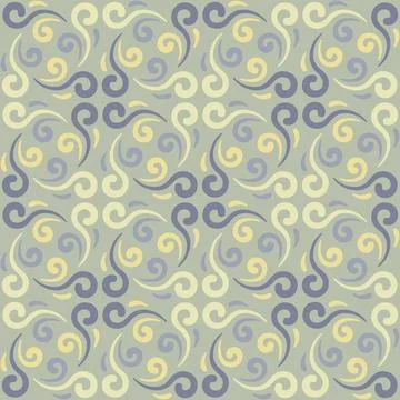 Seamless tile pattern in traditional style. Simple abstract spiral shapes. Fl 스톡 일러스트