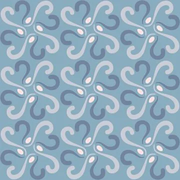 Seamless tile pattern in traditional style. Simple abstract spiral shapes. Fl Stock Illustration