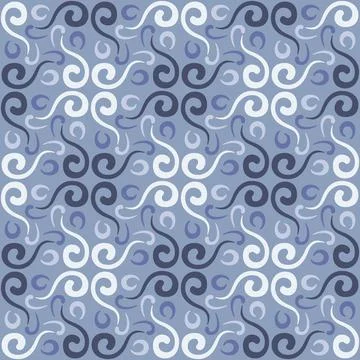 Seamless tile pattern in traditional style. Simple abstract spiral shapes. Fl Stock Illustration