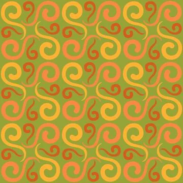 Seamless tile pattern in traditional style. Simple abstract spiral shapes. Fl Illustrazione stock