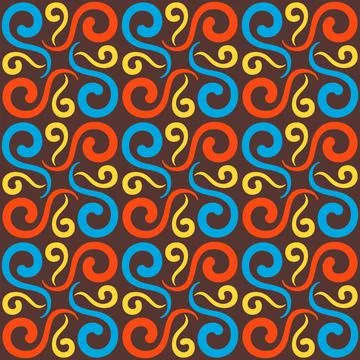 Seamless tile pattern in traditional style. Simple abstract spiral shapes. Fl イラスト素材