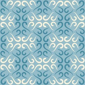 Seamless tile pattern in traditional style. Simple abstract spiral shapes. .. Stock Illustration