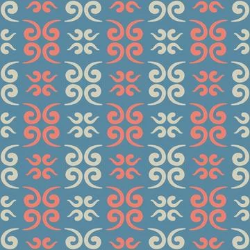 Seamless tile pattern in traditional style. Simple abstract spiral shapes. .. Stock Illustration