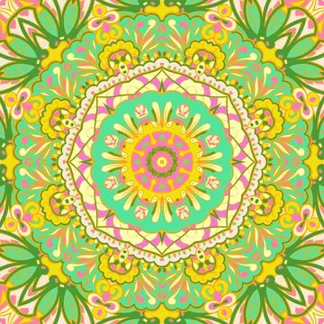 Seamless tile texture. Tracery mehndi design image. Ethnic doodle art. Curved Stock Illustration