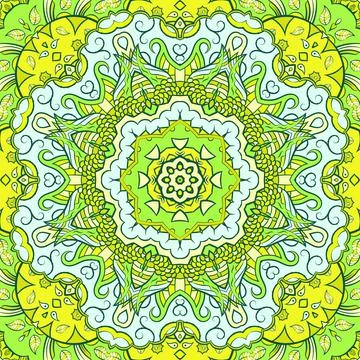 Seamless tile texture. Tracery mehndi design image. Ethnic doodle art. Curved Stock Illustration