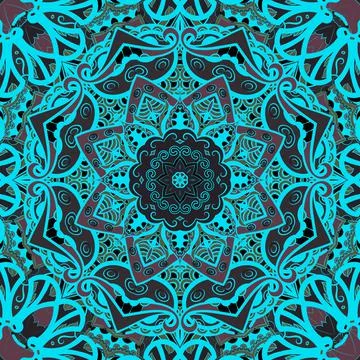 Seamless tile texture. Tracery mehndi design image. Dark toxic colors. Ethnic Stock-Illustration