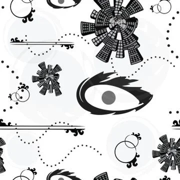 Seamless tileable pattern with abstract shapes in black and grey colors Stock Illustration