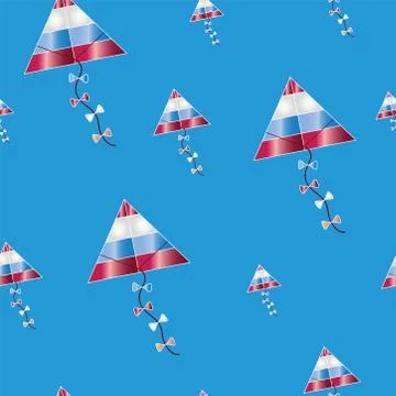 Seamless tileable pattern with colorful kites vector Stock Illustration