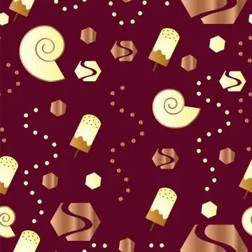 Seamless tileable pattern with ice cream and geometrical shapes vector Stock Illustration