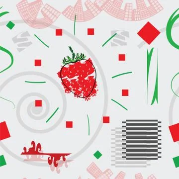 Seamless tileable pattern with strawberry vector Stock Illustration