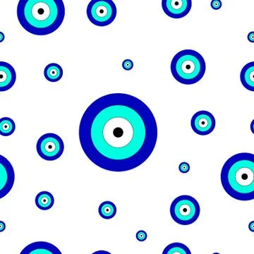 Seamless tileable texture with blue greek evil eye Stock Illustration