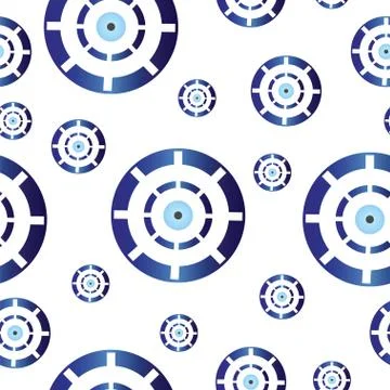 Seamless tileable texture with blue greek evil eye Illustrazione stock