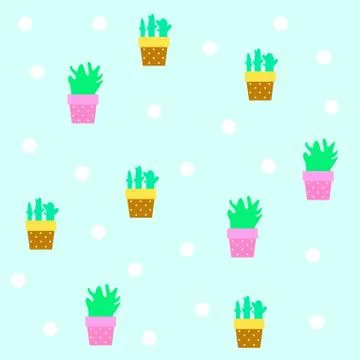 Seamless tileable texture with cactus vector Stock Illustration