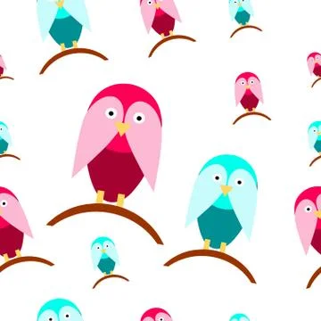 Seamless tileable texture with cartoon birds Stock Illustration