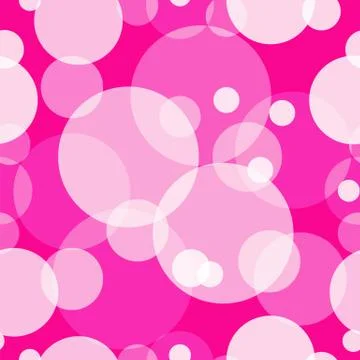 Seamless tileable texture with circle bubbles and pink background Stock Illustration