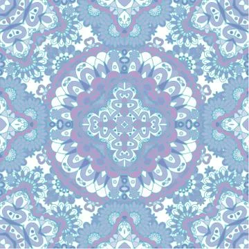 Seamless tiled pattern Royal luxury classical damask vector design. Pastel blue Stock Illustration
