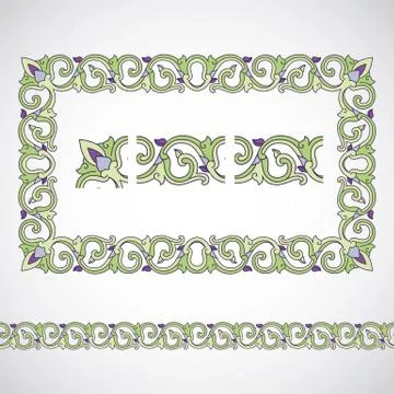 Seamless tiling border and frame with corner Stock Illustration