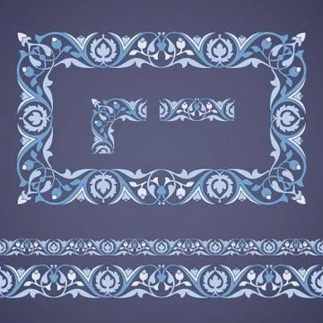 Seamless tiling border and frame with corner Stock Illustration