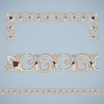 Seamless tiling border, frame and corner. Stock Illustration