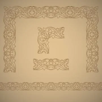 Seamless tiling border, frame and corner. Stock Illustration