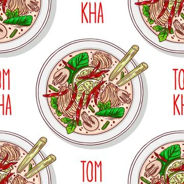 Seamless tom kha soup Stock-Illustration