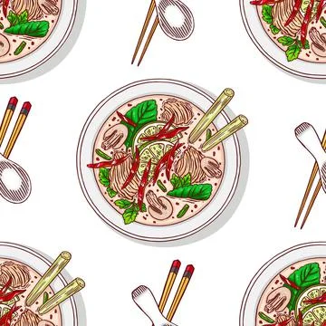 Seamless tom kha soup Illustrazione stock