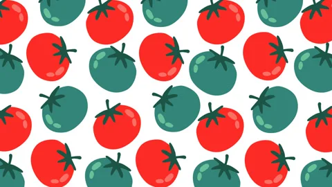 Seamless Tomato Pattern Motion Graphic Background Colorful Fresh Vegetable A Stock Footage 346257767