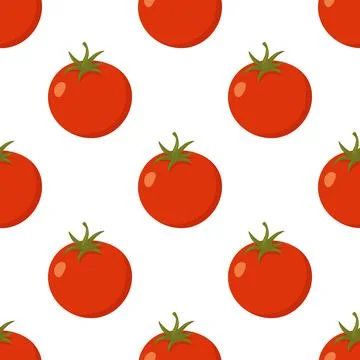 Seamless Tomato Pattern, Vector Illustration. Fresh Organic Red Tomatoes Illustrazione stock