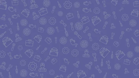Seamless Tool Pattern with Gears Wrenches and Screwdrivers on Blue Background Stock Footage 327061186