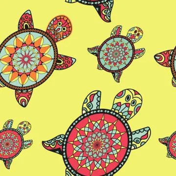 Seamless tortoise pattern in oriental style. Stock Illustration