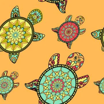 Seamless tortoise pattern in oriental style. Stock Illustration