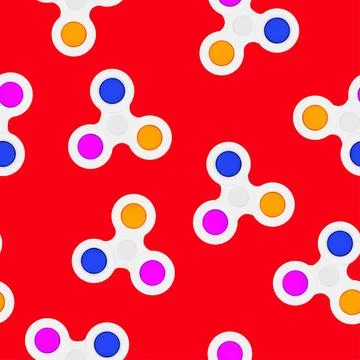 Seamless toy pattern on a red background. Stock Illustration