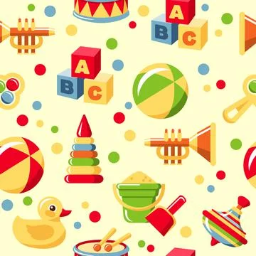 Seamless toys pattern Stock Illustration