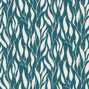 Seamless trailing florals pattern, gouache painted stylized plants and branches Stock Illustration