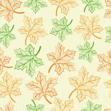 Seamless Transparent Maple Leaves Background. Stock Illustration